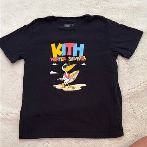 Kith Black Tee with Colorful Winter Graphic
